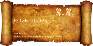Milch Miklós névjegykártya